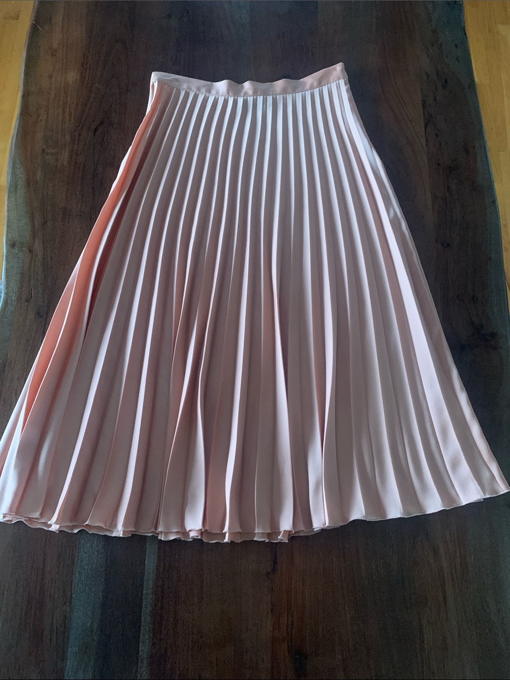 ZARA Peach Pink High-Waist Pleated Skirt - Size L